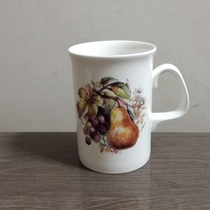 Elegant Duchess Fine Bone China White Mug with Fruit Design England